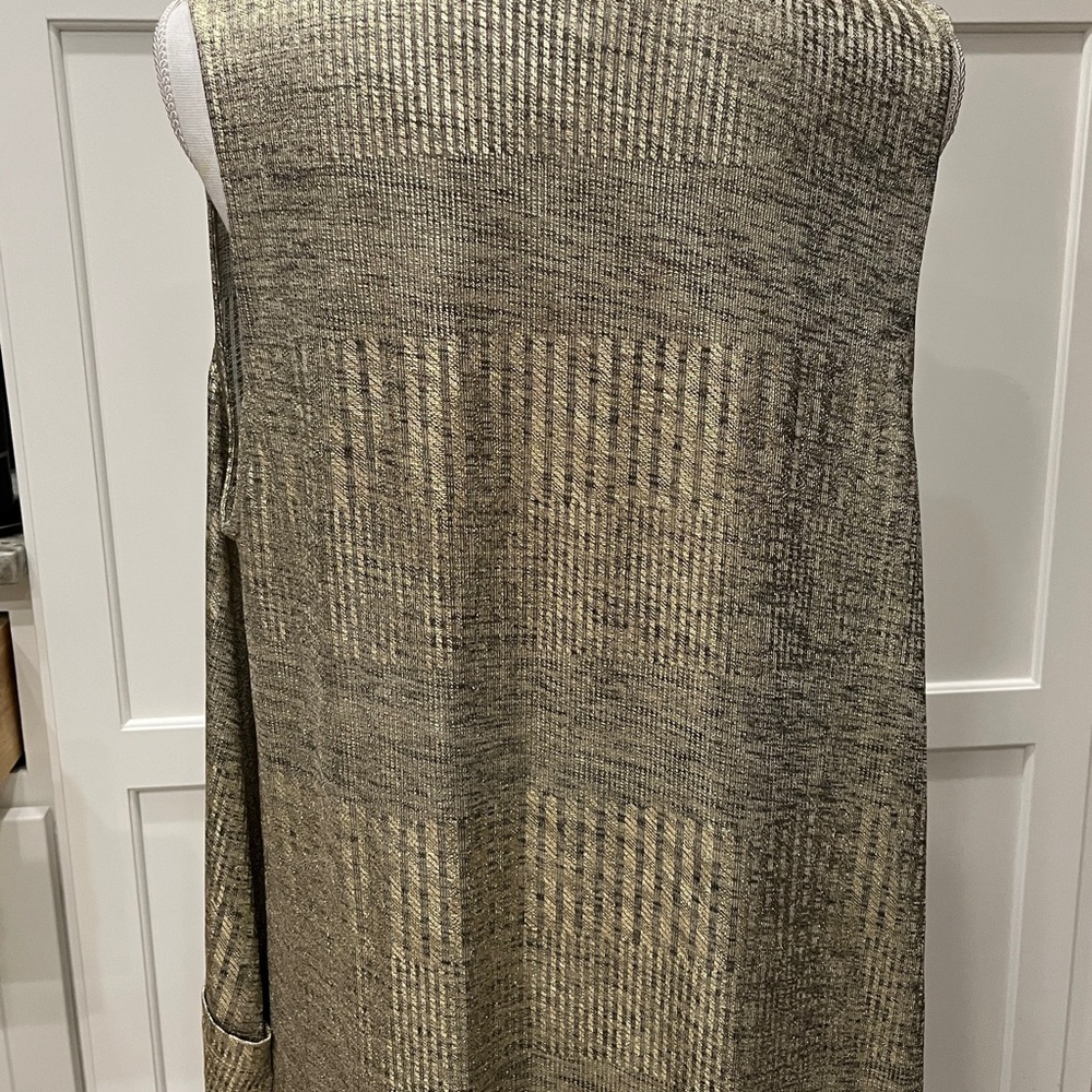 Expresso Long Gold Shine Vest with Pockets 97% Poly 3% Spandex Med or Large - Picture 15 of 16